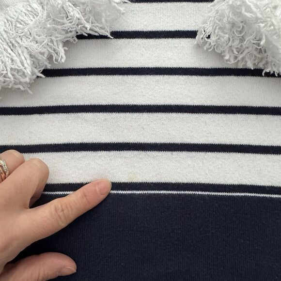 Lilly Pulitzer Dasha Sweater True Navy White Stripe Size Small Fringe Resort - Picture 8 of 9